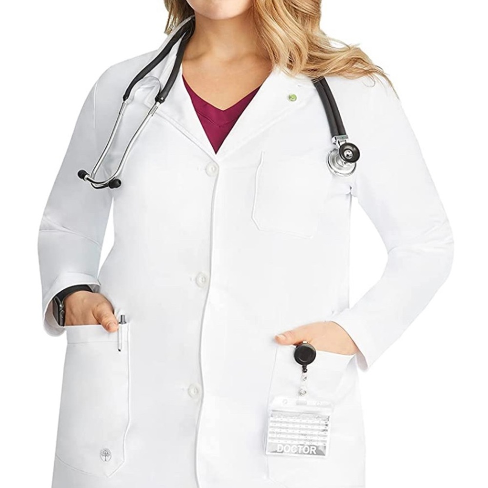 Labcoat by healing hands. White Lab Coat 6 Pocket Full Length Womens